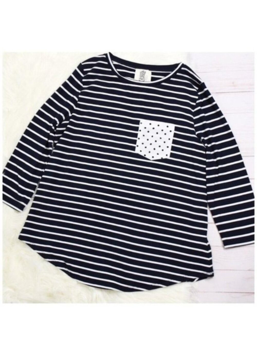 Anthropologie X Lili’s Closet | Black And White Striped Pocket Tee | Size Small